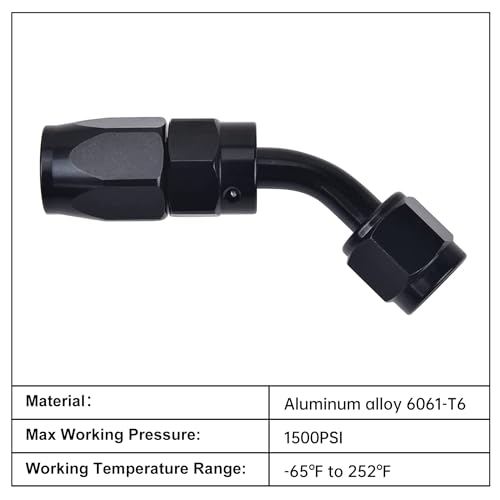 Image of EVIL ENERGY 10AN Hose End Fitting 45 Degree Swivel for CPE Braided Hose Black 2PCS
