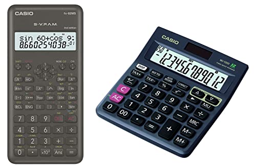 Image of Casio FX-82MS 2nd Gen Non-Programmable Scientific Calculator, 240 Functions and 2-line Display & Casio MJ-120D 150 Steps Check and Correct Desktop Calculator with Tax Keys