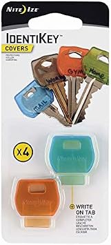 Nite Ize IdentiKey Covers, Write-On Universal Key Covers for Quick Key Identification, Multiple Colors 4 pack