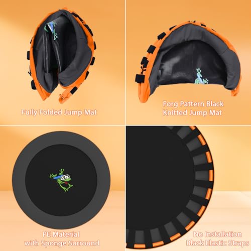 3FT Foldable Kids Trampoline, 36'' Indoor & Outdoor Mini Trampoline for Toddlers, Max Capacity 220 LBS, Adjustable Handlebar, Quiet & Safe Design