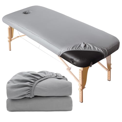 RNGWAPER 2pcs Spannbezug mit Loch für Massageliege, 70 x 190cm Waschbar Massageliege Bezug mit Nasenschlitz Weicher Atmungsaktiver Überzug für Massageliege Hautfreundlicher Kosmetikliege Liegenbezug