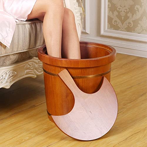Bañera de pies de madera sólida con rueda y tapa miniatura 3