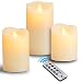 Flameless Candles， Battery Candles Dancing Flame Real Wax and 10-key Remote Control with 24-hour Timer Function 4" 5" 6" Set of 3 By Comenzar