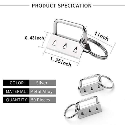 50 Sets Key Fob Hardware Key Fob Keychain Wristlet with Split Ring 1.25 Inch by HRLORKC - Thumbnail 4