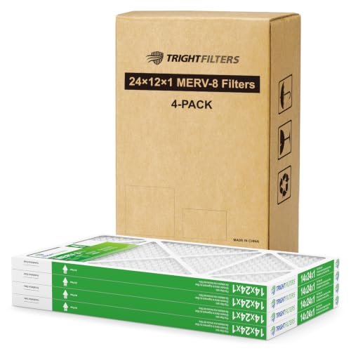 Image of TRIGHTFILTERS 14x24x1 Air Filter 4 Pack, MERV 8 Pleated HVAC Furnace Filter | Air Conditioner Filter Replacement Dust Defense Furnace AC Protection Durable Lightweight
