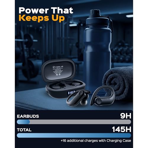 TREBLAB X3 Pro Sport Wireless Ear Buds Bluetooth,Workout Headphones 145H Long Battery Life with Secure Ear Hooks, Bluetooth 5.3 Over Ear Earbuds,Noise Isolation, IPX5 Sweatproof Earphones, 4 ENC Mics - Image 5