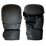 JOYAGEAR - MMA Handschuhe Essential - Schwarz in S - Hergestellt aus hochwertigem Kunstleder - Kampfsport Handschuhe für Grappling, Sparring, Training & Wettkämpfe - Mixed Martial Arts
