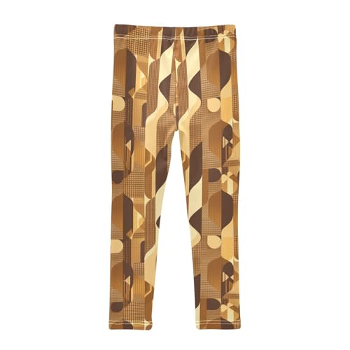 Brown Houndstooth Gold Kids Baby Girls Legging Comfortable High Waisted Yoga Pants Gym2