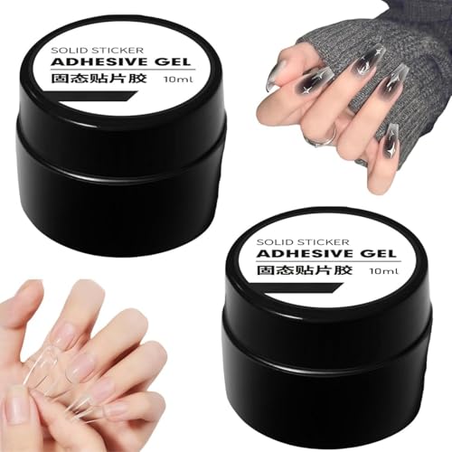 2PCS Solid Nail Glue Gel,10ml D IY Solid Nail Gel,Nail Glue for Press Nails,Nail Glue Gel for Acrylic Nails,False Tips UV Nail Glue Extra Strong,Strong Nail Glue for for False Nail 20ML