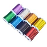 Aventik Fishing Rod Wrapping Thread for Guide Building 500D/100YDS 8PCS Nylon Rod Repair Kit Fishing Rod Building Supplies (8 Pack Rainbow Color Metallic Thread)