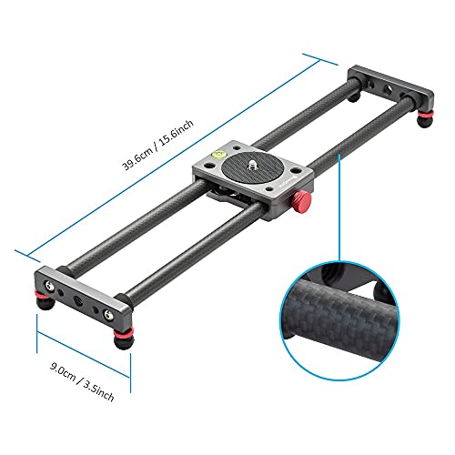 Annsm 16 Inches/40Cm Mini Table Top Video Camera Slider Carbon Fiber Rail Rods For Smartphone Iphone Samsung Dslr Sony Canon Nikon Loading Up To 11 Lbs /5Kgs #TOP4