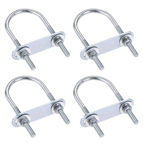 Image of TA-VIGOR 4 Sets M6 Round U Bolts, 40mm Inner Width 90mm Length Steel U Bolts with Nut, Plate, Washer for Attaching Pipe, Conduit, Cable, Tube, Brackets, Boat and Trailer