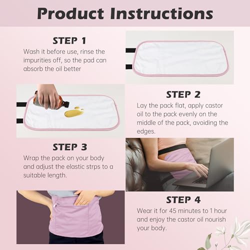 Image of Castor Oil Pack Wrap with Organic Cotton Flannel, Reusable Castor Oil Packs for Stomach, Castor Oil Pack for Liver Detox, Castor Oil Pack Kit Purple（Castor Oil Not Include)