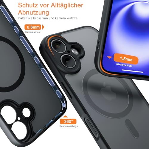 CLFZON für iPhone 16 Hülle (Kompatibel mit MagSafe), Schwarz – Ansicht 5