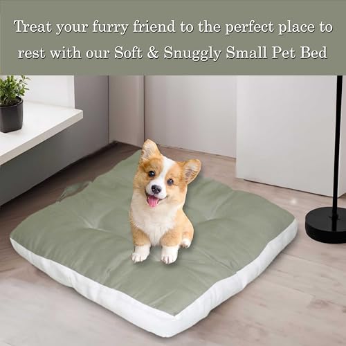 Image of Pet Bed| Dog for Bed, 100% Cotton Comfortable Durable Both Sides usable Square Shape with Handle and Dry Clean Pet Bed | Cat Bed | Puppy Bed |Small Dog Bed for Cats Puppies -Size- (45 x 45cm) (Green)