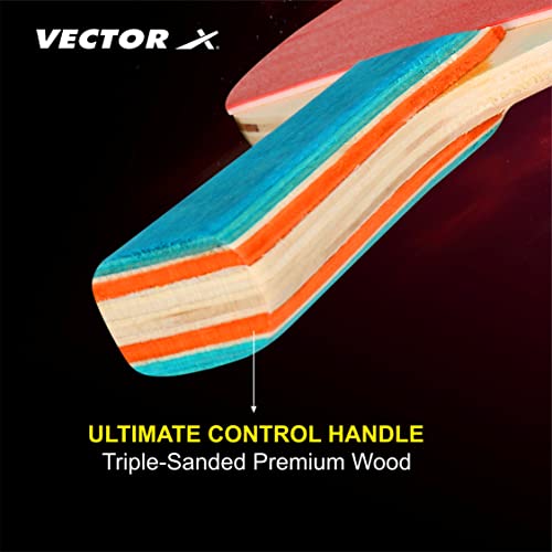 Image of Vector X Combo Set of Table Tennis Rackets Rubber | Light Weight |Comfortable Grip |Wooden Material | Best Combo Set |(Pack of 2 Bats and 3 Balls)