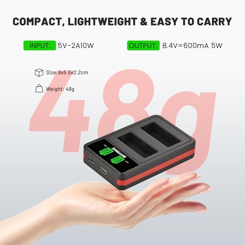 Image of Batmax 2Pcs NB-2L NB-2LH Battery + Built-in USB LED Charger for Canon PowerShot G7 G9 S80 S70 S60 S50 S45 S40 S30, Canon DC410 DC420 EOS 350D 400D Digital Rebel XT XTi, VIXIA HF R10