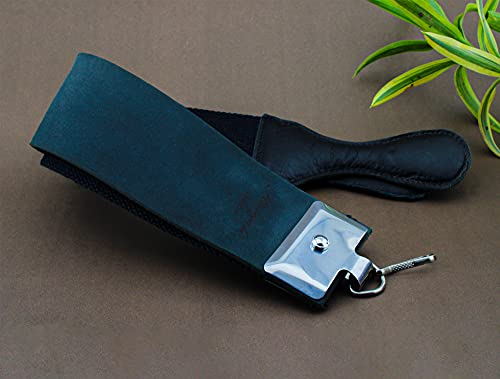Haryali London Straight Razor & Knife Sharpener with Handles, Genuine Leather Strop, Honing Paste, Zero Waste, Black
