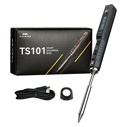 TS101 Soldering Iron Kit 65W Smart Portable TS100 Upgraded Soldering Iron Temperature Control 50-400 with USB Type C & DC 5525 Port OLED Display Adapter for DC 9-24V/PD3.0 9-24V Power Supply