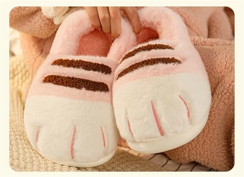 Image of Cat Paw Slippers - Unisex Adults & Kids - Beige - Slip-On - Plush & Memory Sponge Interior - Anti-Slip EVA Sole - Washable - Home Slippers
