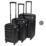 Slazenger 3-Piece Suitcase Set - Luggage Sets with Cabin, Medium and Large Suitcase - Hard Shell Suitcases with Wheels - Combination Lock with 3-Digit Code - Black