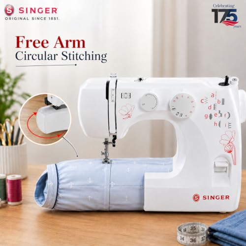 Image of SINGER 1310 Automatic Zig Zag Electric Sewing Machine | 10 Built-in Stitches & 22 Stitch Functions | Powerful 60 W Motor | 4-Step Buttonhole | Length Dial | LED Light | Metal Frame | 2 Years Warranty