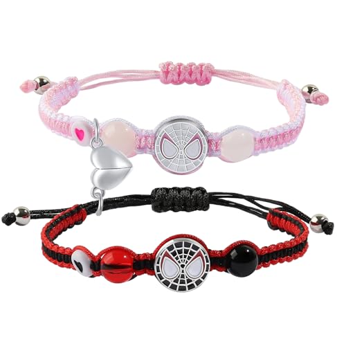 Couples/Friendship Matching Bracelets,Bat/Spider/kitty Bracelets Set, Valentine's Day Birthday Jewelry Gifts for Gf and Bf Soulmate, Matching Gifts for Husband&Wife Son&Daughters BFF (2pcs Spider)