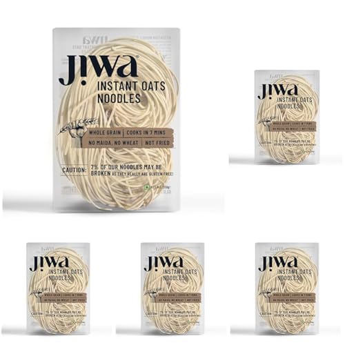 Image of Jiwa Instant Oats Noodles | Cooks in 7 minutes | Ready to Cook | 100% Gluten Free| No Maida, No Atta | Not Fried | Gluten Free | 200 g (Pack of 5)