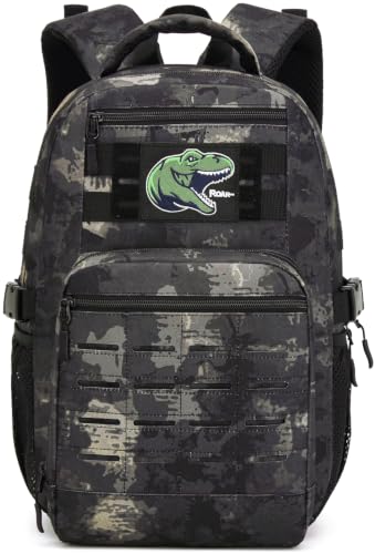 Mochila tática infantil militar com corte a laser Molle, mochila militar para meninos, Preto cm, Small, Tático