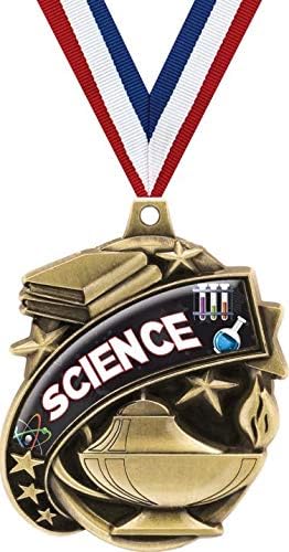 Crown Awards Science Medals - 2" Kudos Science Fair Scholastic Award Medals Gold