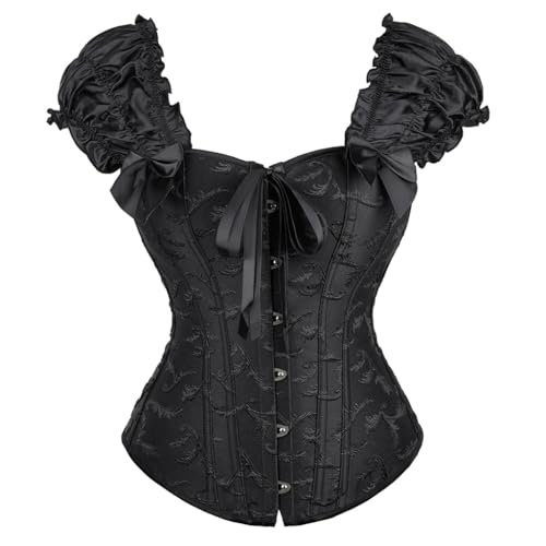 Corset manches bouffantes femme taille bustier acier épaules dénudées