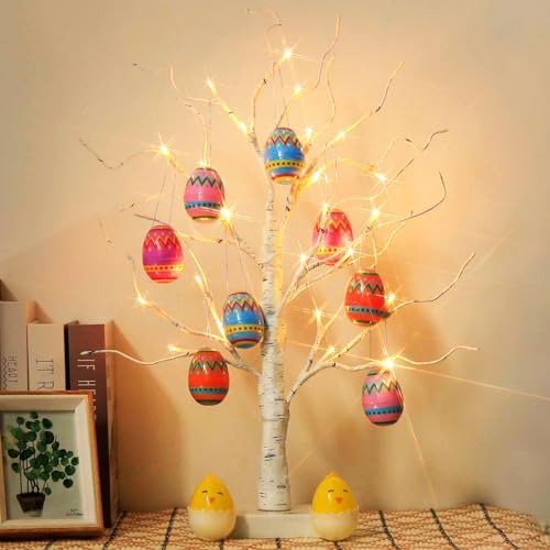 Glitzhome 18”H Easter Eggs Table Tree with Burlap Base