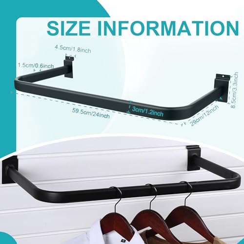 2 Pack U-Shaped Handrail for Slatwall 24 Inch Tubing Handrail Metal Slat Wall Accessory for Retail Displays Bracket Clothing Rack Home Use