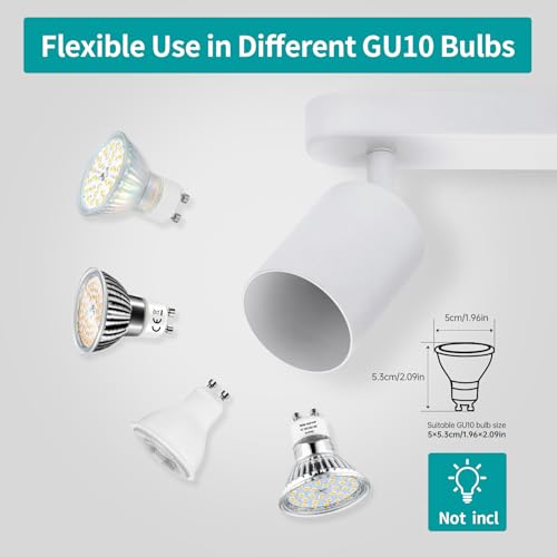 wowatt LED Deckenstrahler 4 Flammig, Deckenlampe Weiß Schwenkbar GU10, Spotleuchte Wandspot Deckenleuchte Drehbar, Spotlight Lampe Deckenspots für Küche, Schlafzimmer, Wohnzimmer (Ohne Leuchtmittel)
