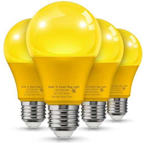 L LOHAS LED 40W Equivalent A19 Amber Porch Light Bulbs,