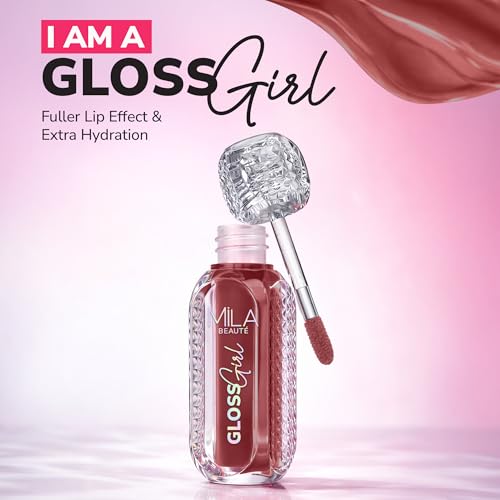 Image of MILA BEAUTE Gloss Girl Lip Gloss|Enriched With Mango Seed Butter & Hyaluronic Acid |Light Weight & Non-Sticky Formula|Gives Fuller-Lip Effect & Extra Hydration | High Shine Finish-New Era, 2.8 Ml