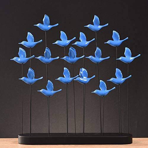 BZM-ZM リビングルーム本棚デコレーションクリエイティブデスクトップ家具のホームデコレーション、動物の形、抽象アート鳥ネイビーブルー、アールデコ調の彫刻、置物像の彫像小像彫刻、のサムネイル