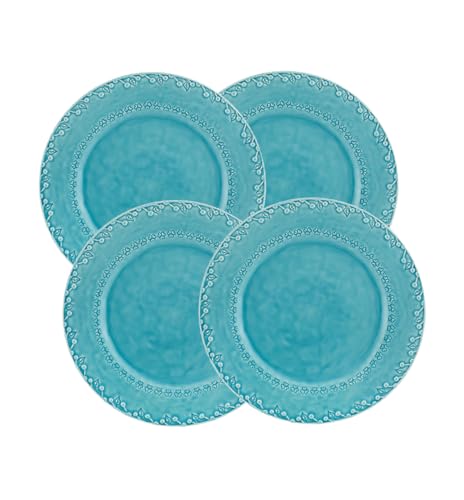 Bordallo Pinheiro Flora Dinner Plate Blue, Set of 4
