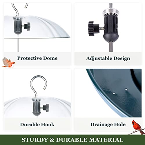 Kingsyard Adjustable Platform Bird Feeder For Outdoors Hanging, Metal Tray Bird Feeder With Dome Top, Attract Bluebirds Cardinals Goldfinches (Green) #TOP4