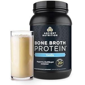 Ancient Nutrition Grass Fed, Bone Broth Protein Powder, 20g Protein, Hydrolyzed Collagen Peptides, Keto & Paleo Friendly, Supports Joint, Gut Health, Vanilla, 40 Servings
