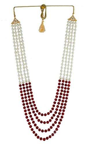 Anuradha Art Maroon Colour Desiger Groom Jewellery for Men | Pearls Beads Jewellery-image-42