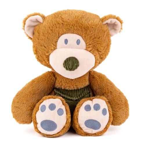 Image of Mirada Cute Huggable Brown Bear with Pocket Plush Soft Toy | Dressed Stuffed Teddy for Baby Girls & Kids | Cute, Washable & Snuggly Gift for Raksha Bandhan /Birthday /Festivals - 25cm