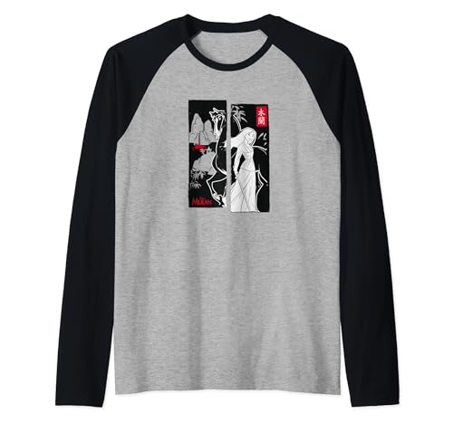 Disney Mulan Split Poster Raglan Baseball Tee, Black