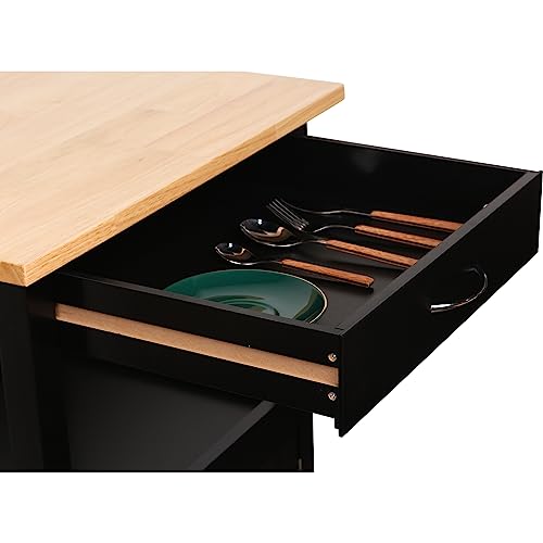 eHemco-Kitchen-Island-Cart-on-Wheels-with-Drawer-Storage-Cabinet-Shelf-and-Natural-Solid-Hardwood-Top-Black-Base eHemco Kitchen Island Cart on Wheels with Drawer Storage Cabinet Shelf and Natural Solid Hardwood Top Black Base