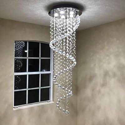 Elegance Spiral Chandelier for Dining Area, Modern Swirl Raindrop Chandelier Light Fixture for Foyer Hallway Crystal Chandeliers for High Ceilings, Modern Hanging Light D15 x H31 of CRYSTOP