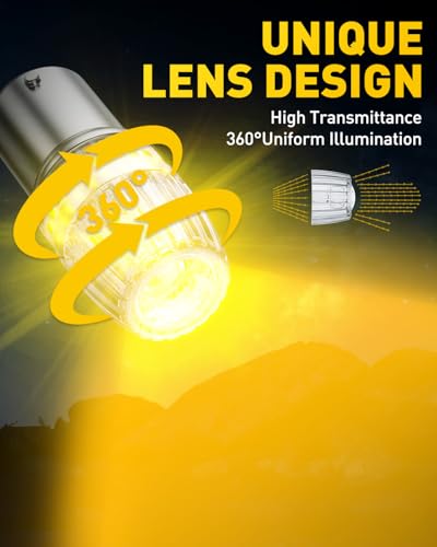 Image of AUXITO 1157 LED Bulbs Amber Yellow Turn Signal Lights, 700% Brighter 2057 2357 7528 BAY15D LED Bulbs with Projector for Turn Signal Parking Tail Brake Blinker DRL Marker Lights, Pack of 2