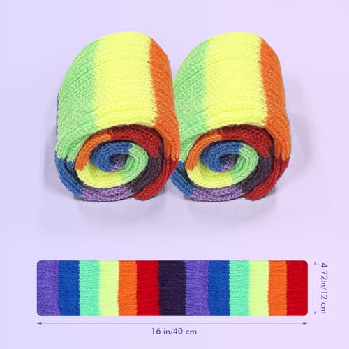 Rainbow Leg Warmers 80s Women, Cute Neon Leg Warmers for Girls, Ribbed Knit Leg Warmer Pack for 80s Eighty's Party Sports Yoga2