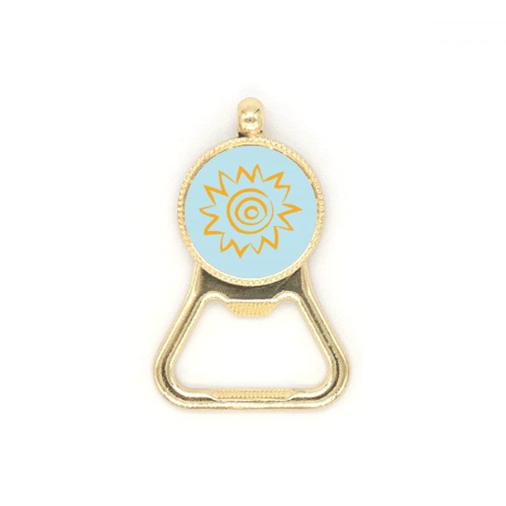 Porte-clés acier inoxydable motif soleil jaune haute finition durable
