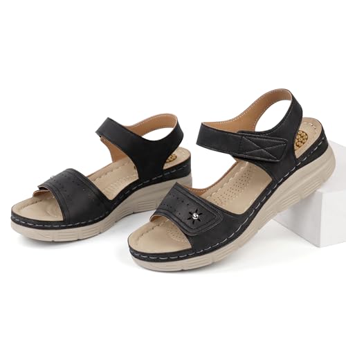 Image of JABASIC Women Comfortable Sandals Orthotic Walking Sandals Orthopedic Arch Support Sandals