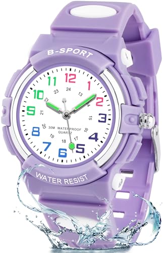 Image of CKV Kids Watch for Boys Girls Ages 5-12, Waterproof Time Teacher Easy to Read Analog Sport Outdoor Children Watches with Soft Band for Kids